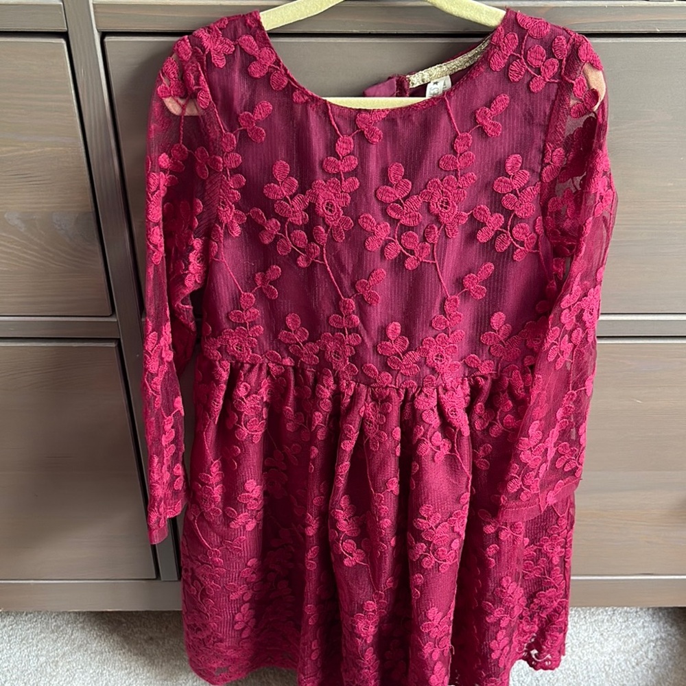 Elegant Red Lace Kids Dress